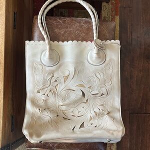 Patricia Nash Cream Floral Cut-Out Tote